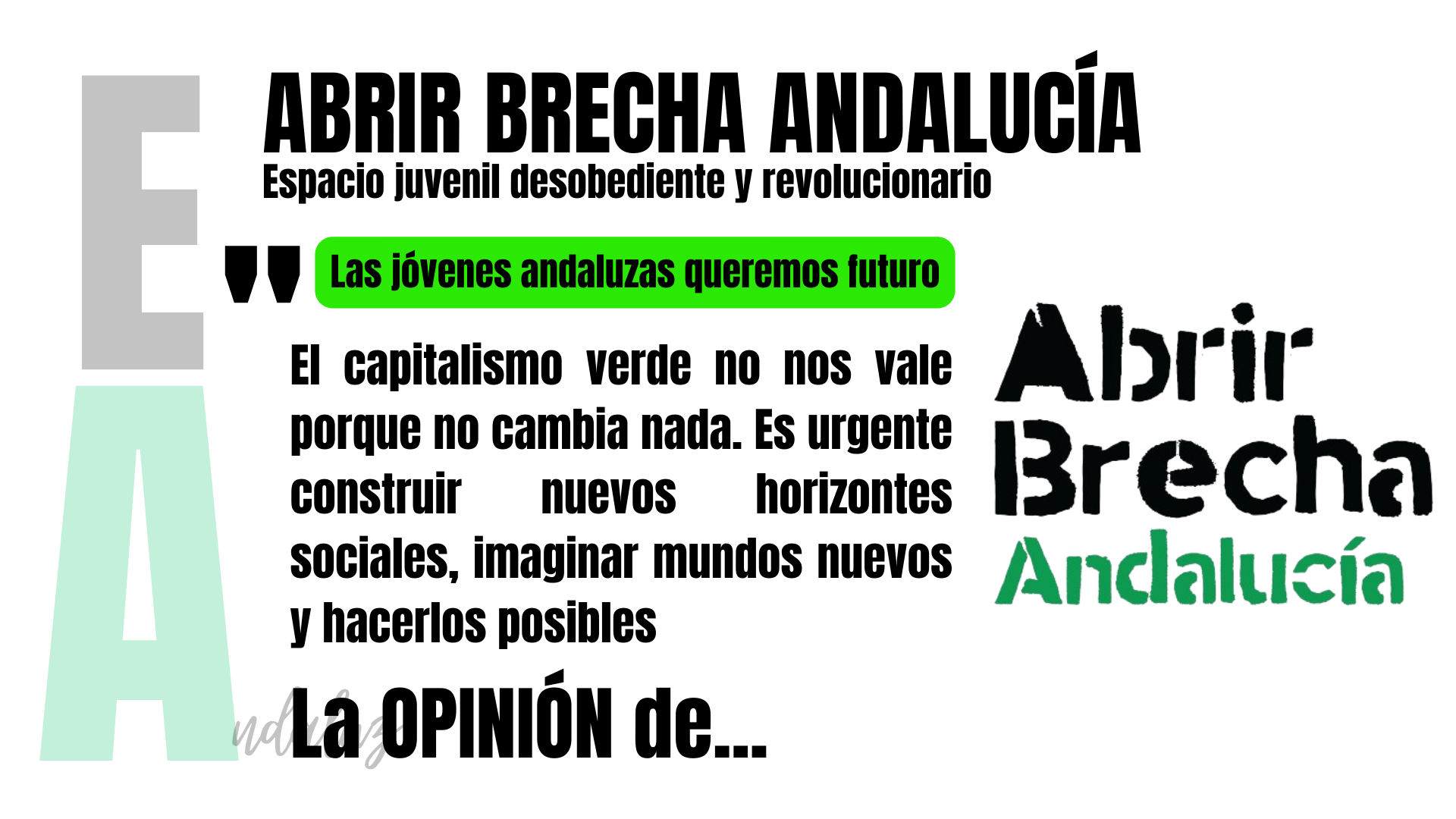 Artículo de opinión de Abrir Brecha Andalucía: "Las jóvenes queremos futuro".