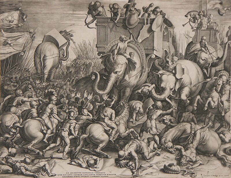 Batalla de Zama, librada entre Roma y Cartago y que pondría fin a la segunda guerra púnica con la derrota del cartaginés Aníbal Barca