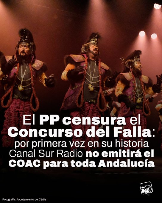 Publicación de IU Andalucía sobre la "censura" en el Concurso del Falla