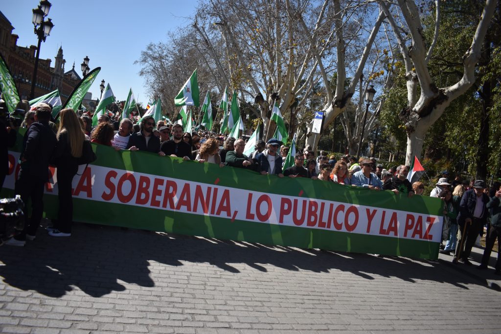 Manifestación 28 de febrero de 2024. Día de Andalucía. "Por la soberanía, lo público y la paz".