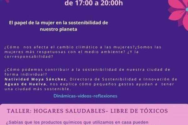 Cartel de un taller organizado por el Ayuntamiento de Huelva en el que se 'invita' a las mujeres onubenses a que limpien sus casas con productos ecológicos.