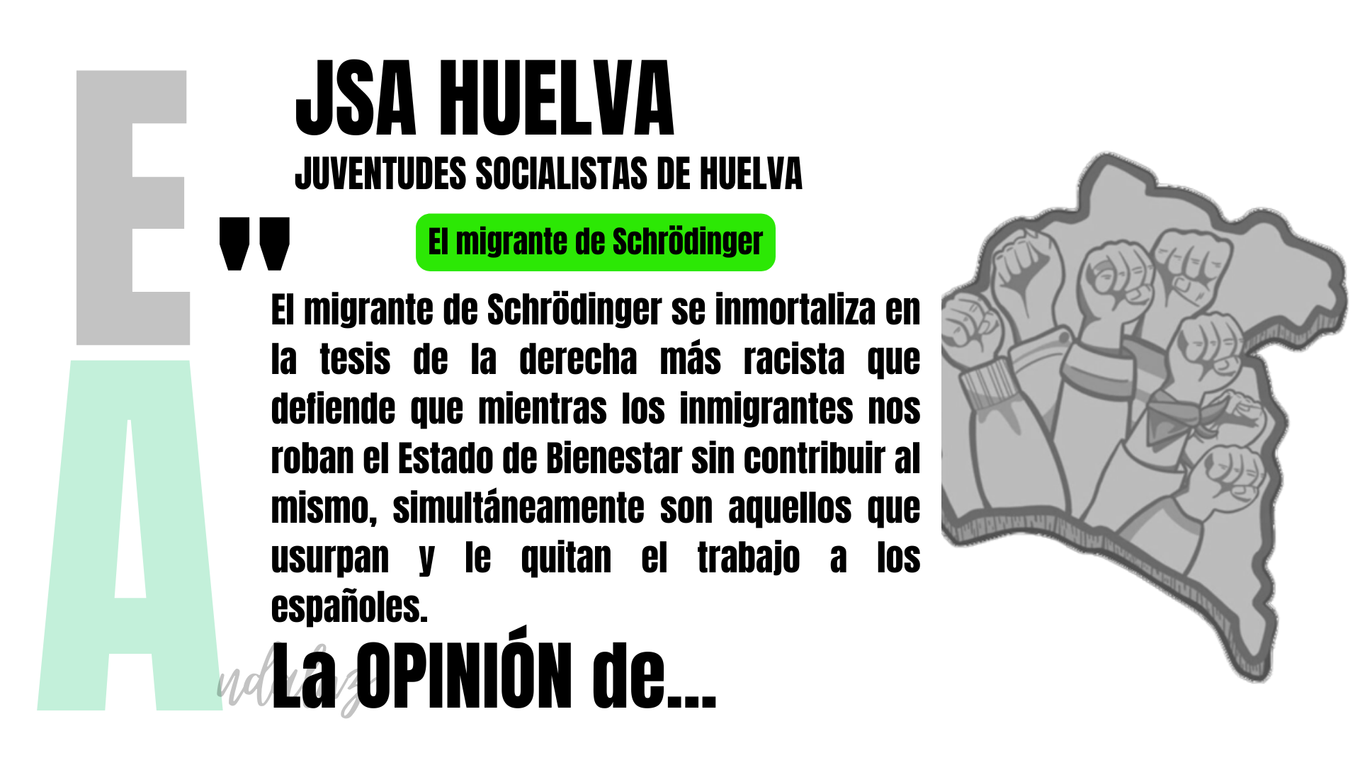 Artículo de opinión de JSA Huelva: 'El migrante de Schrödinger"