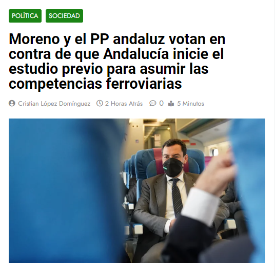 Moreno y el PP andaluz votan en contra de que Andalucía inicie el estudio previo para asumir las competencias ferroviarias