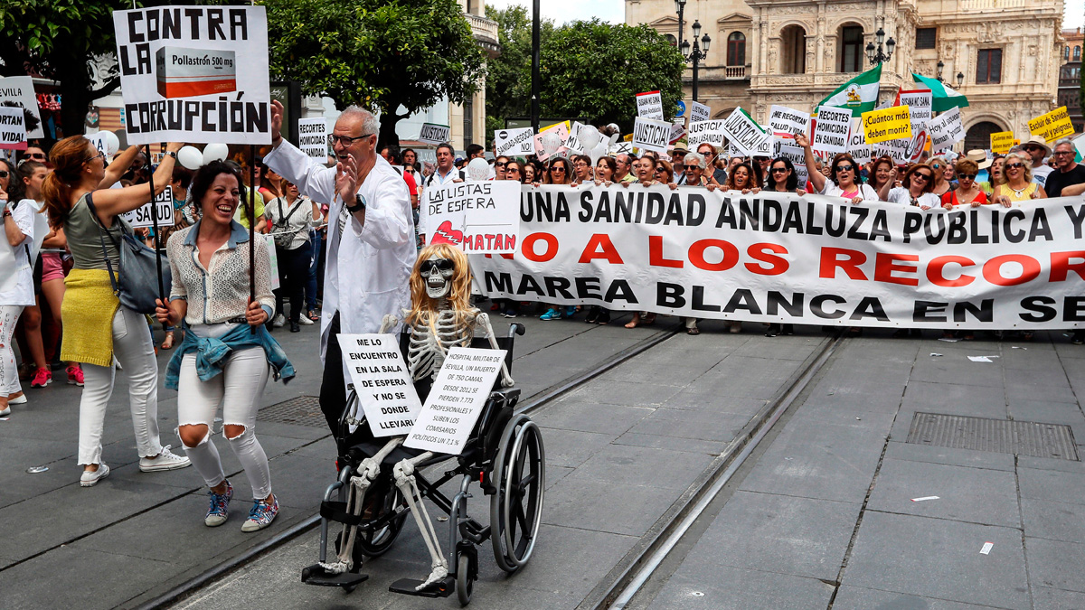 Manifestaciones en todas las ocho capitales andaluzas convocadas por Marea Blanca con motivo del Día de la Salud, que se celebrará este 7 de abril: "Defendamos la sanidad pública".