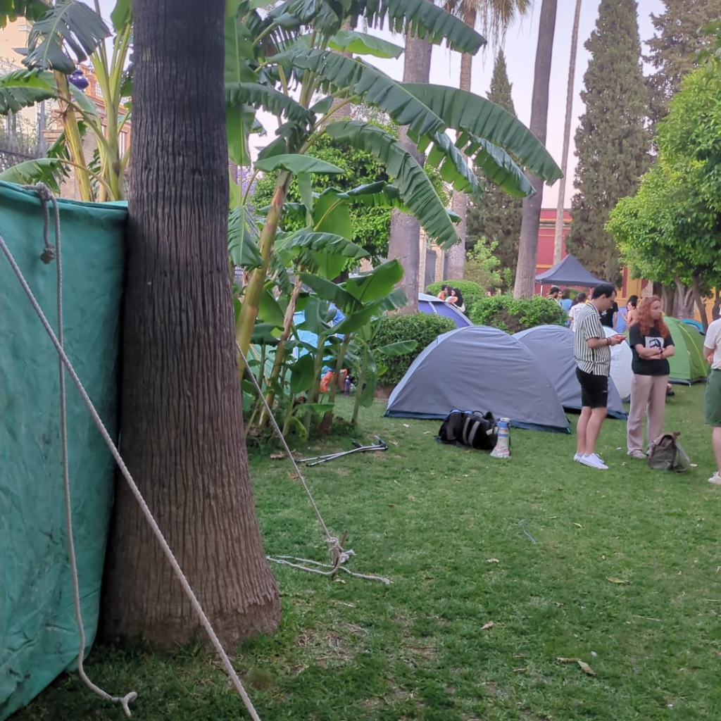 La Universidad de Sevilla acuerda finalmente conceder una zona de acampada universitaria propalestina y establecer baños 24 horas y suministros de agua y electricidad