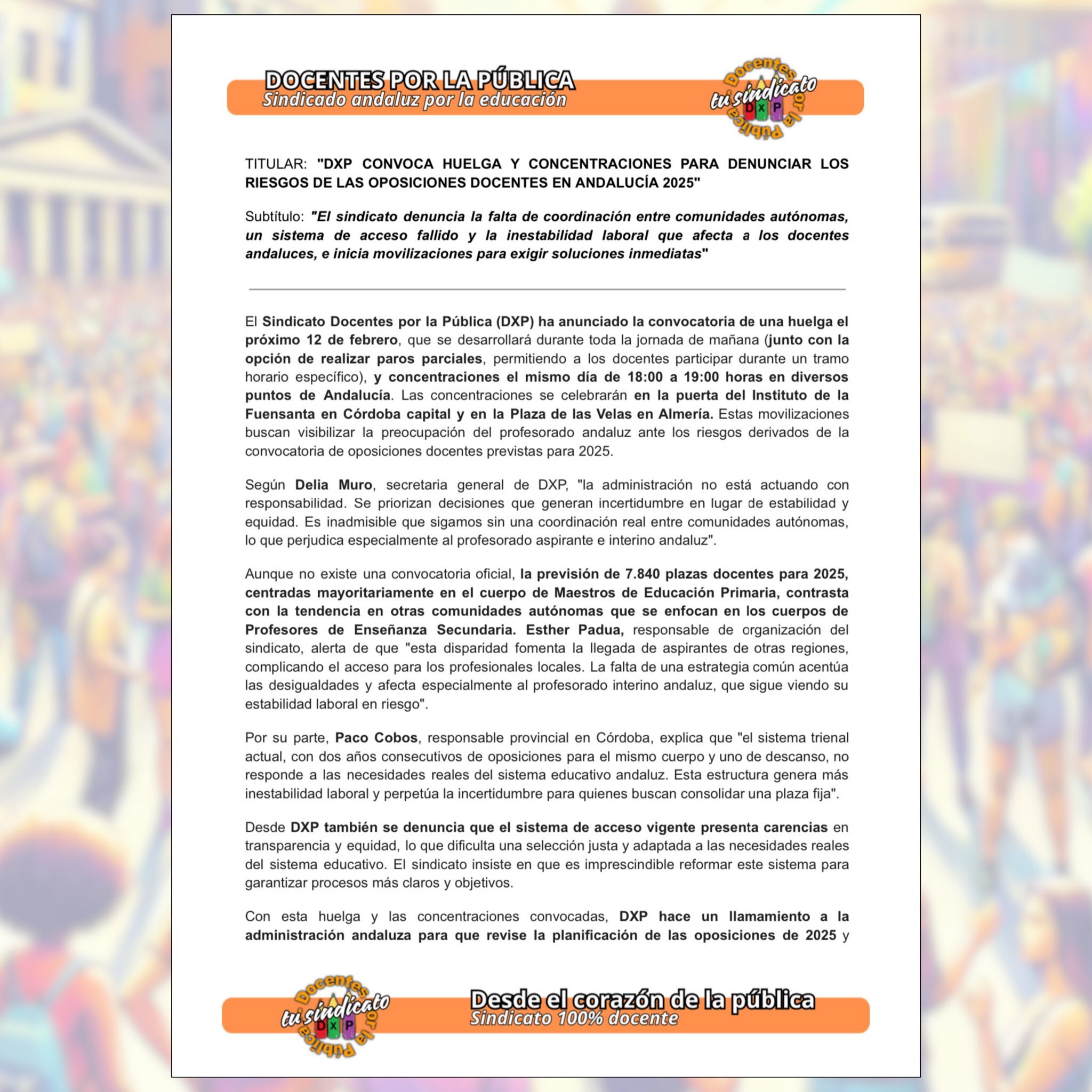 comunicado docentes x la publica huelga 12 de febrero