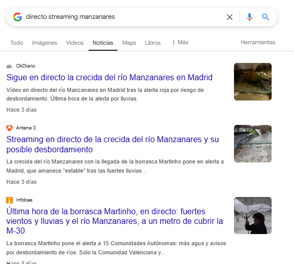 streaming río manzanares desbordado