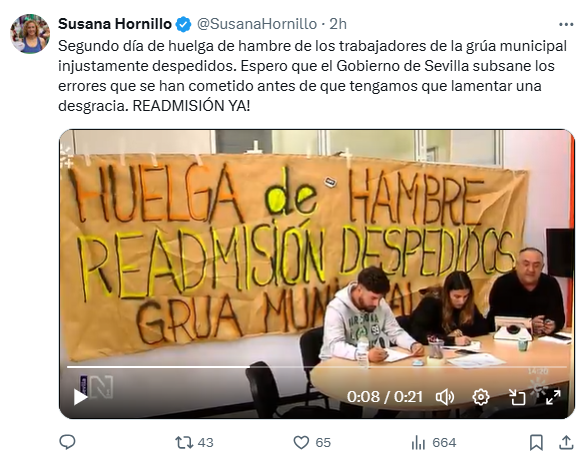 susana hornillo, huelga de hambre, trabajadores grúa municipal
