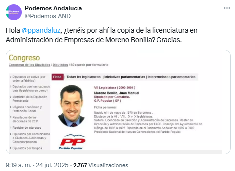 podemos andalucia sobre licenciatura falsa de moreno bonilla