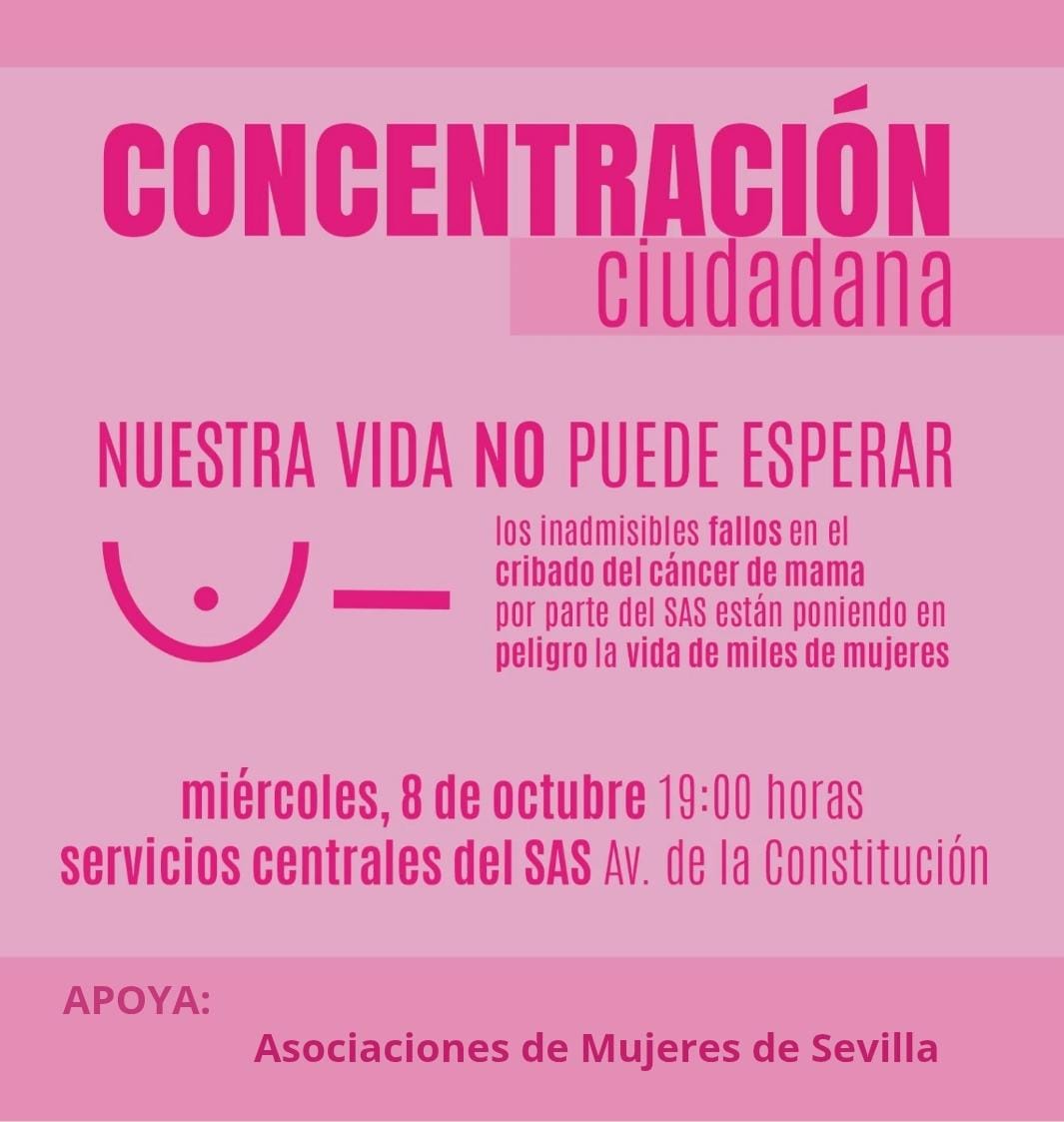 concentración ciudadana 8 de octubre con escándalo en el cribado de cáncer de mama de andalucía.
